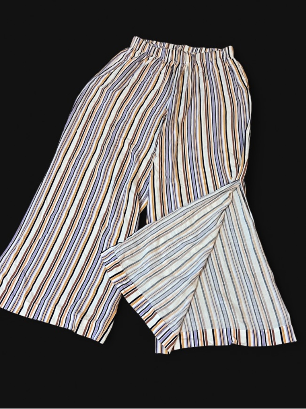 CUPSHE Striped Wide-Leg Cropped Pants Size Large - Picture 2 of 5